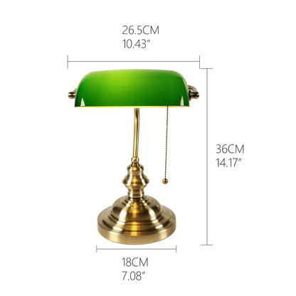 Classical vintage banker table lamp E27 zipper switch lamp glass cover desk lights bedroom sofa stuy restaurant library lamp