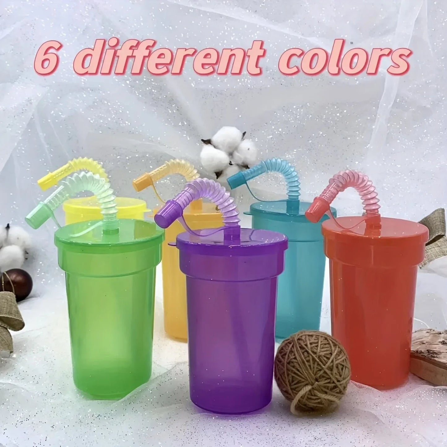 6pcs, 380ml/13oz Bendable Straw Tumbler with Leak-Proof Lid - Dust-Proof Plastic Water Bottle for Travel and Home