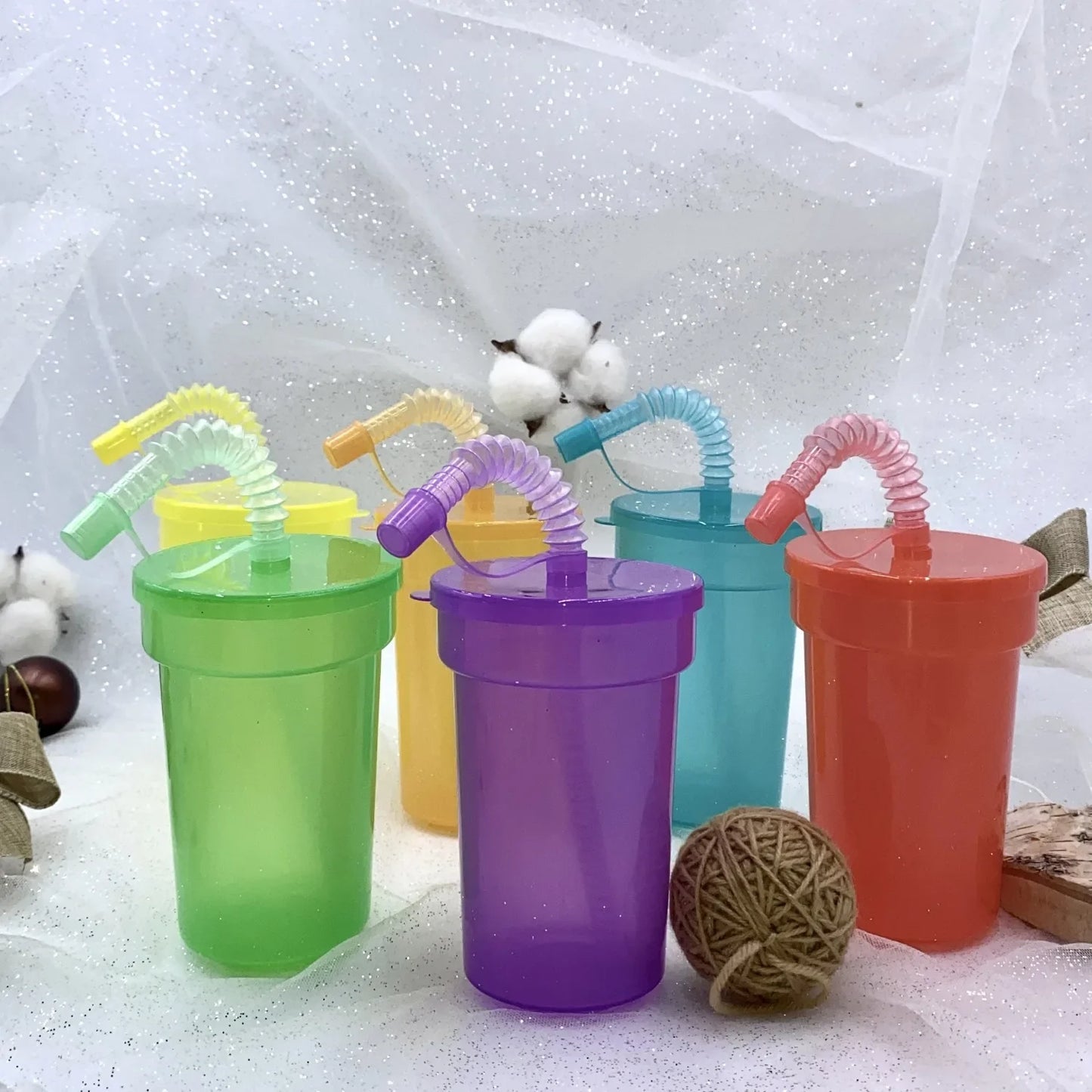 6pcs, 380ml/13oz Bendable Straw Tumbler with Leak-Proof Lid - Dust-Proof Plastic Water Bottle for Travel and Home