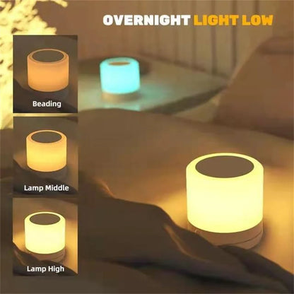 Touch Sensor Wooden Bedside Table Lamp | 7 Colors Dimmable LED Night Light