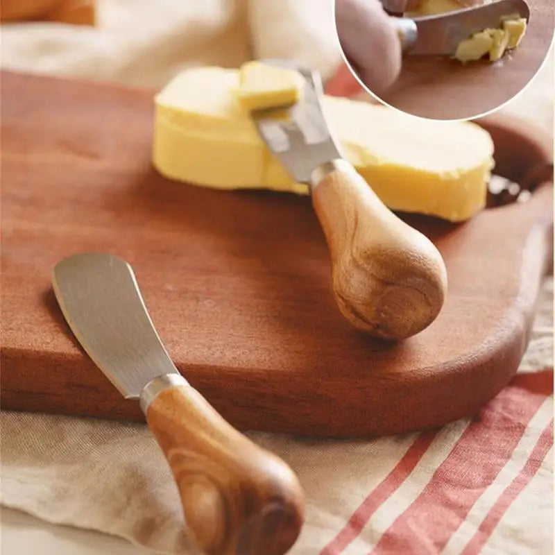 Wooden Handle Butter Cutter Knife | Cheese Slicer Knives | Toast Breakfast Utensil Jam Spreaders