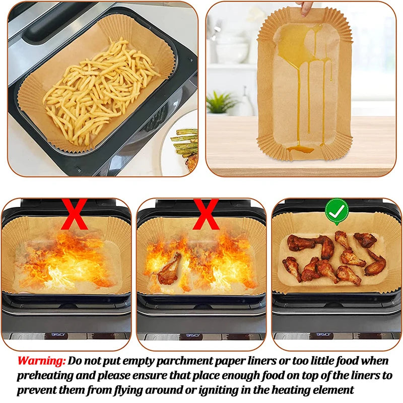 Disposable Air Fryer Paper Non-Stick Kitchen Baking Airfryer Mat Oilproof Micro-wave Barbecue Pad Baking Paper Liner Accessories