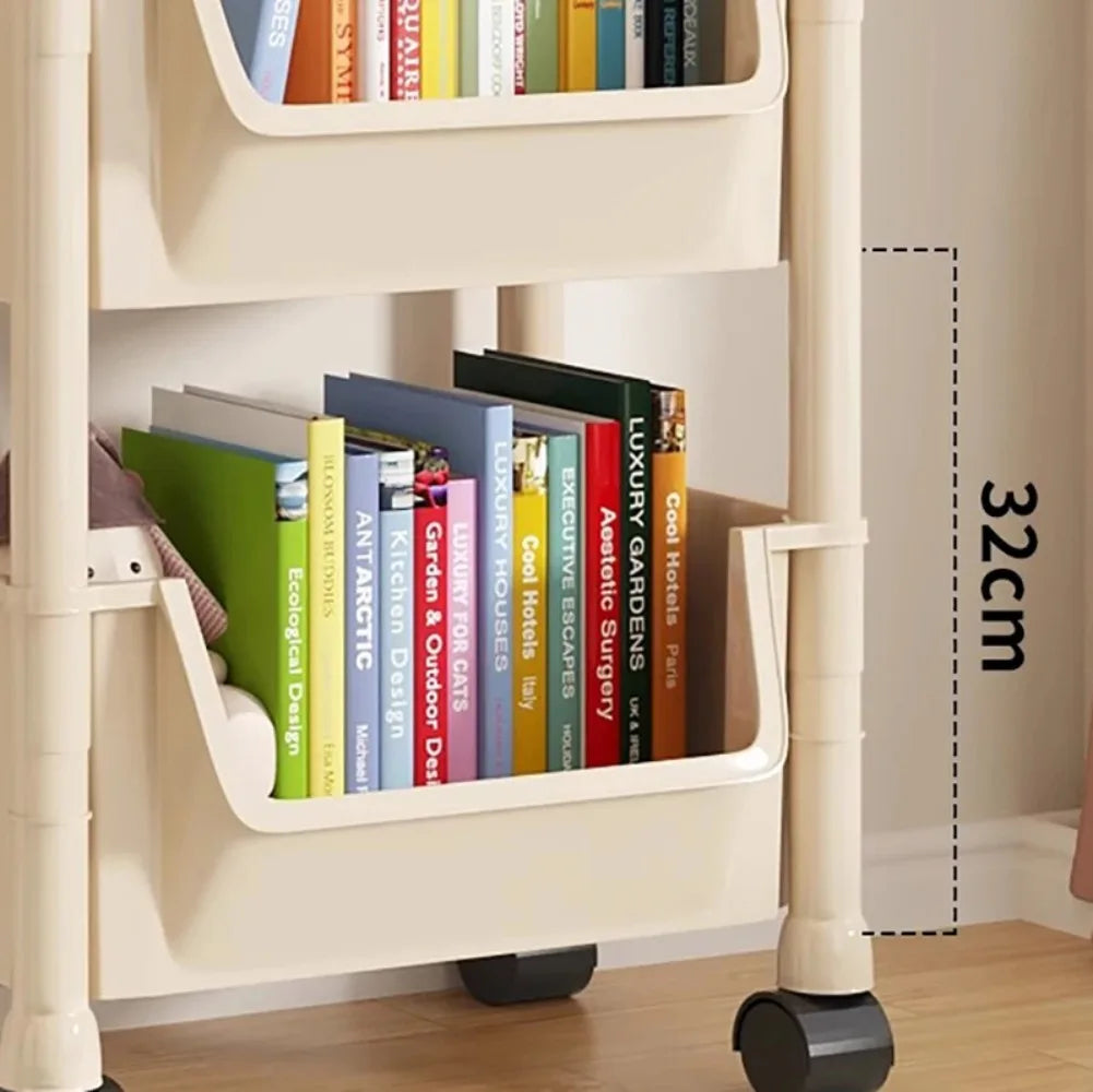 Trolley Bookshelf Portable Creative Kitchen Storage Rack Living Room Mobile Display Cabinet Corner Movable Bookshelf With Wheels