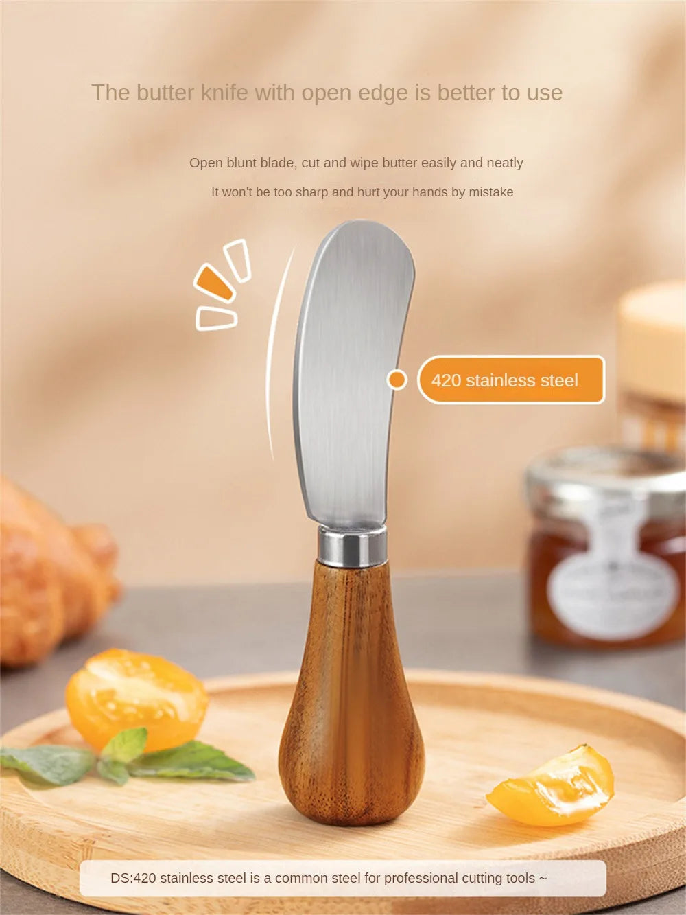 Wooden Handle Butter Cutter Knife | Cheese Slicer Knives | Toast Breakfast Utensil Jam Spreaders