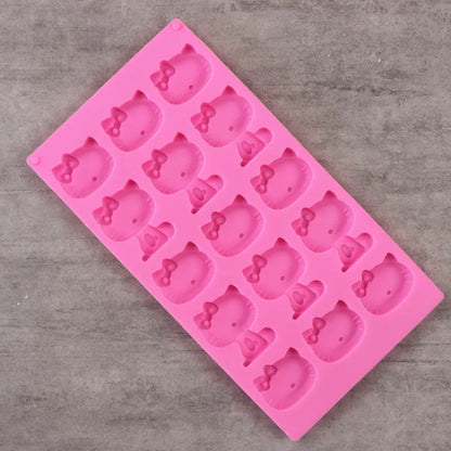 1PC 15-Hole Hello KT Cat Chocolate Silicone Mold