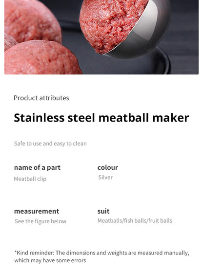 Stainless Steel Meatball Maker Set - Easy to Clean Kitchen Gadgets