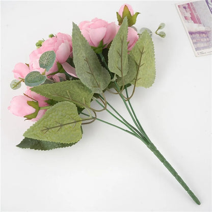 30CM Fake Roses Silk Peony Artificial Flowers Cheap New Year's Christmas Decorations Vase for Home Wedding Bridal Bouquet Indoor