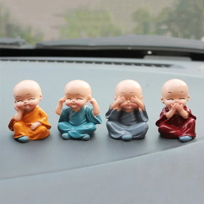 4Pcs Resin Crafts Gift Lovely Little Monk Sculptures Cute Monks Buddha Statues