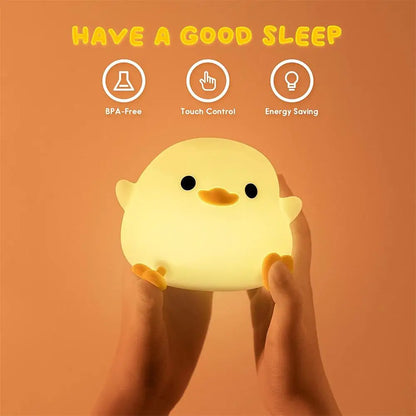 Led Cute Bean Duck Night Light With Touch Sensor Rechargeable Table Lamp Bedside Lamp For Bedroom Living Room