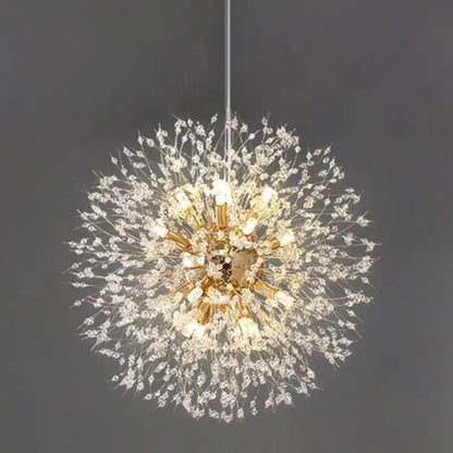 Modern Sky Star Fireball Crystal Pendant LED Lighting Dandelion Restaurant Living Room Pendant Bar Art Danish Luminaire