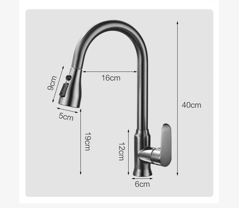 Kitchen Faucet Single Hole Pull Out Spout Kitchen Sink Mixer Tap Stream Sprayer Head Chrome/Black Mixer Tap