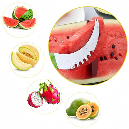 Watermelon Slicer Cutter Stainless Steel Non-slip Plastic Wrap Handle Cantaloupe Kitchen Fruit Cutting Tool