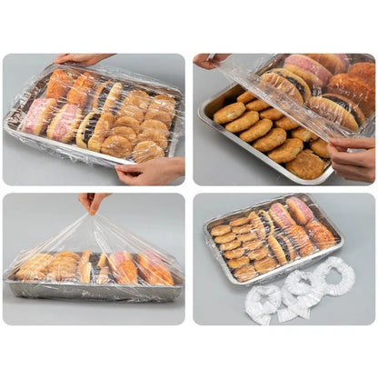 38/50/70/100/120cm Disposable Food Cover Saran Wrap Elastic Platic Bags Plus Fresh-keeping Cover Kitchen Storage Organization