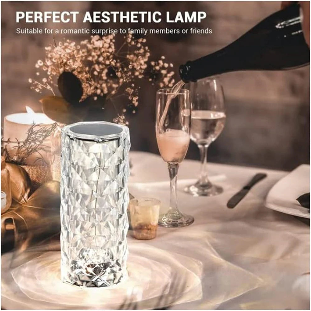 Crystal Table Lamp RGB Color Changing Night Light Remote Romantic LED Rose Diamond Touch Lamps for Living Room Housewarming Gift