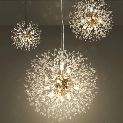 Modern Sky Star Fireball Crystal Pendant LED Lighting Dandelion Restaurant Living Room Pendant Bar Art Danish Luminaire