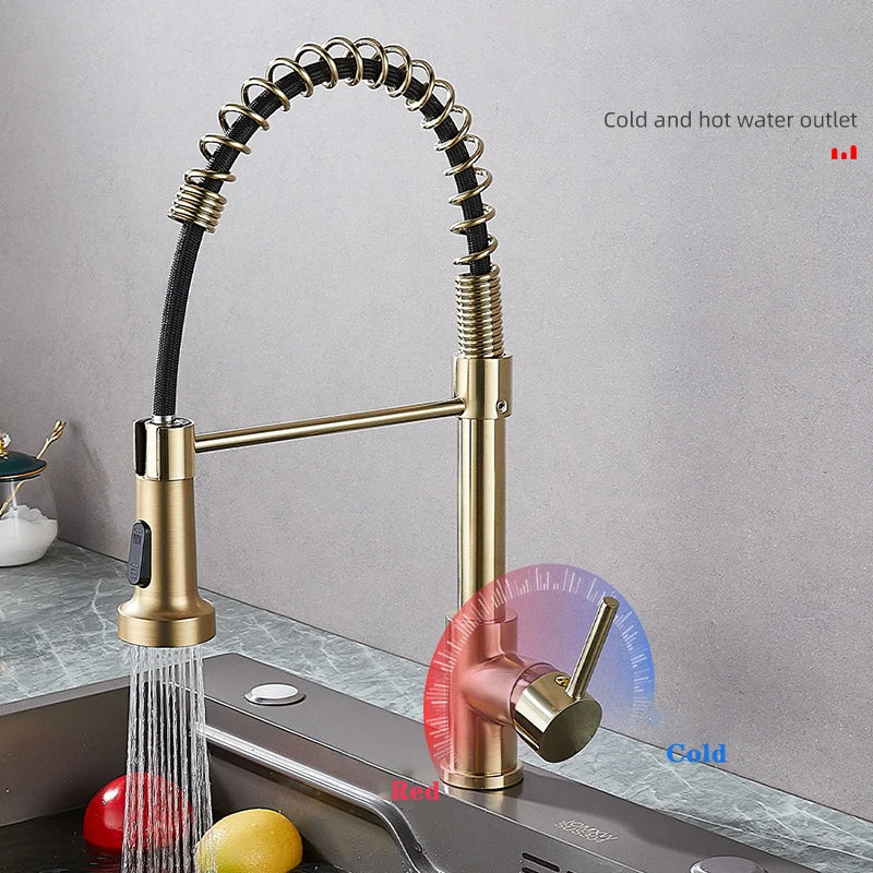 360° Rotation Matte Black Mixer Tap for Kitchen Sink - Pull Out Sprayer