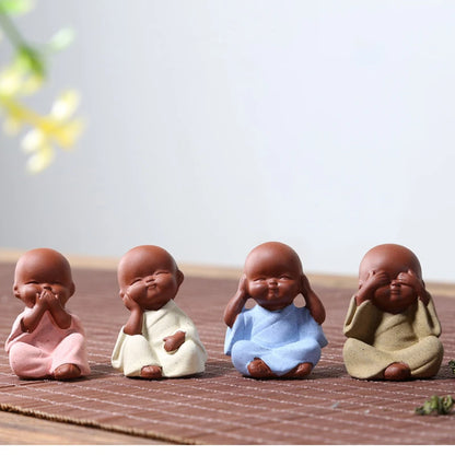 Ceramic Small Buddha Statue Ornaments Monk Figurine Home Crafts Decor Succulents Flower Pot Monk Sculptures Tea Ceremony