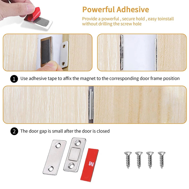 2 Pack Ultra Thin Cabinet Magnetic Catch Adhesive Drawer Magnet Catch For Kitchen Closet Door Closing Magnetic Door Catch Closer