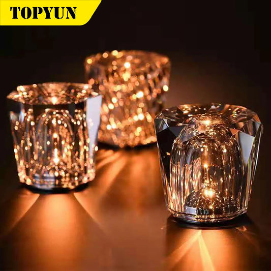 New crystal lamp creative diamond LED rechargeable table lamp bar table lamp atmosphere bedroom bedside atmosphere lamp