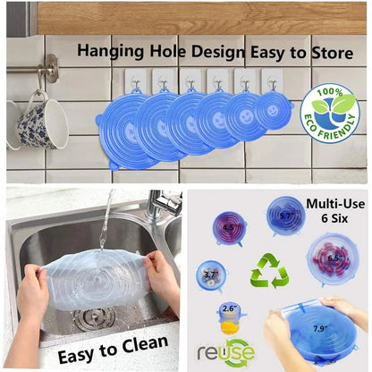 12PCS Silicone Cover Stretch Lids Reusable Airtight Food Wrap Covers Keeping Fresh Seal Bowl