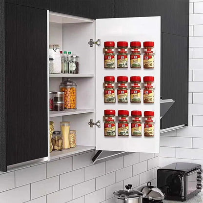 2pcs Grey Plastic Kitchen Jar Rack Wall-Mounted Adhesive Seasoning Bottles Holder Spice Bottle Holder Tool Kitchen Storage Rack