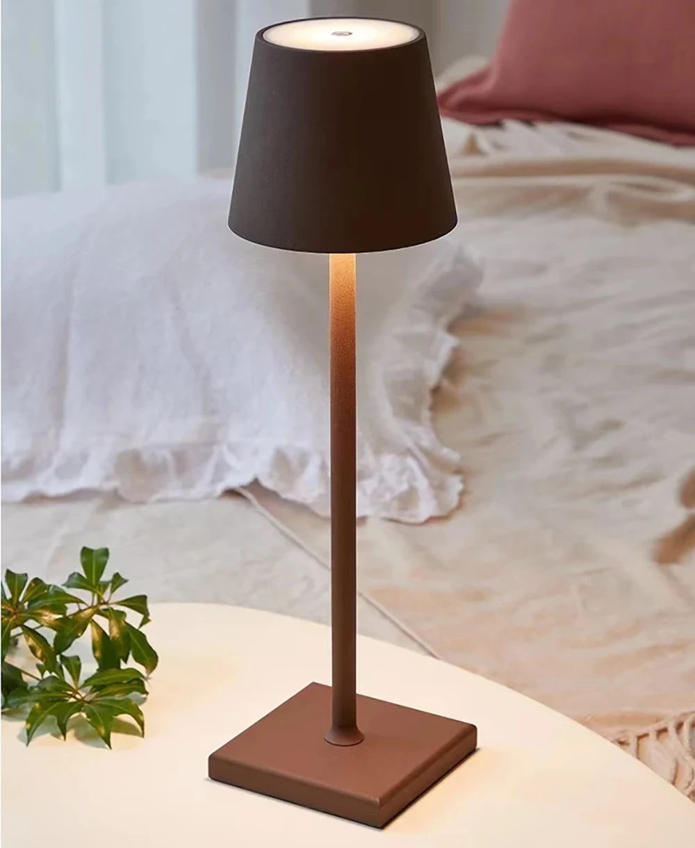 LED Lamp Bedside Table Vintage Dimmable 5200 mAh Battery Operated Waterproof IP54 Wireless Table Lamp Candle Warmer 3000K USB