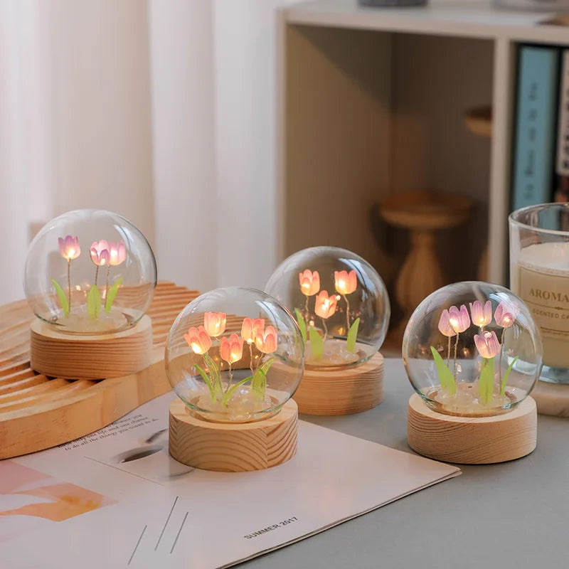 Handmade Mini Tulip Night Light - Cute Home Decoration