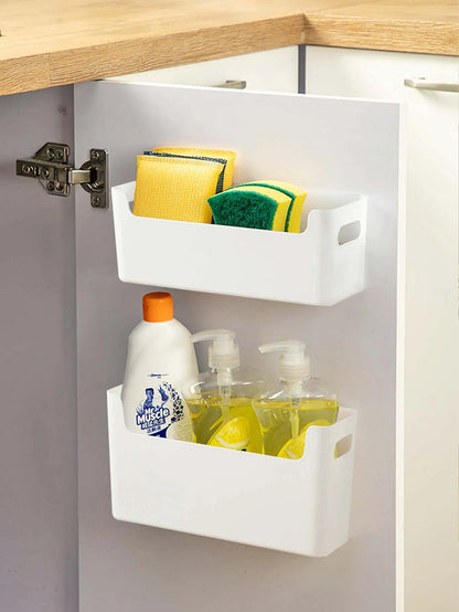 Multifunctional Plastic Kitchen Storage Organization Punch Free Wall-Mounted Cabinet Storage Box For Kitchen Accessorie