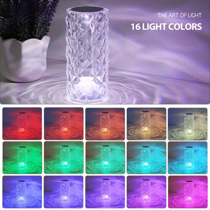 Crystal Table Lamp RGB Color Changing Night Light Remote Romantic LED Rose Diamond Touch Lamps for Living Room Housewarming Gift