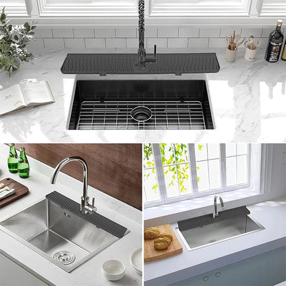 Silicone Sink Splash Guard,Slope Upgraded Faucet Mat,Sink Gadgets-Splash Guard Behind Faucet Water Drip Catcher Mat for Kitchen