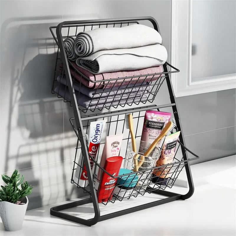 Kitchen Organizer Shelf Double Layer Seasoning Vegetables Fruits Holder Storage Shelf