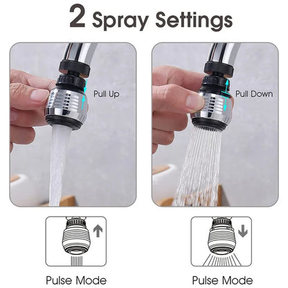 Universal 360° Swivel Kitchen Sink Faucet Extender - Splash Proof Aerator & 2 Modes