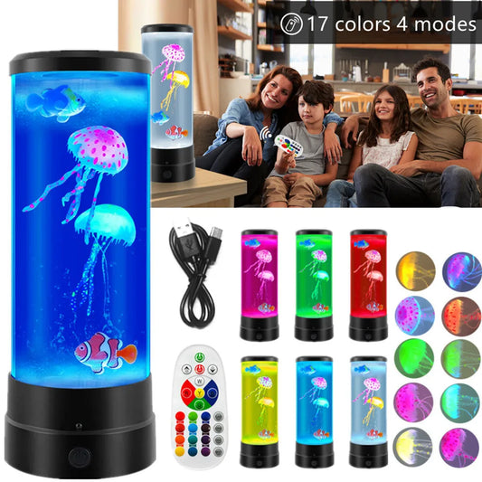 Jellyfish Fish Led Night Light Colorful Lamp Home Decoration Remote Control Table Lamp