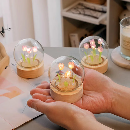 Handmade Mini Tulip Night Light - Cute Home Decoration