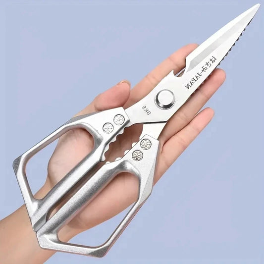 1pc Heavy-Duty Kitchen Scissors Stainless Steel Multi-Purpose Shears for Meat and Roast Cutting Household