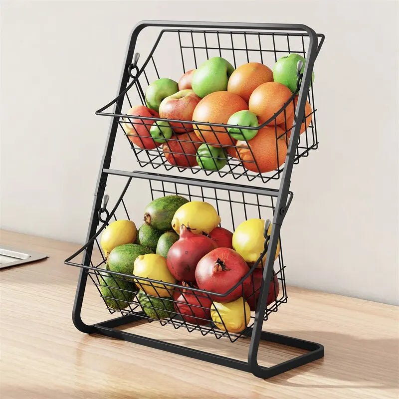 Kitchen Organizer Shelf Double Layer Seasoning Vegetables Fruits Holder Storage Shelf