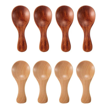 4Pcs Mini Wooden Spoons Small Kitchen Spice Condiment Spoon Sugar Tea Coffee Scoop Short Handle Wood