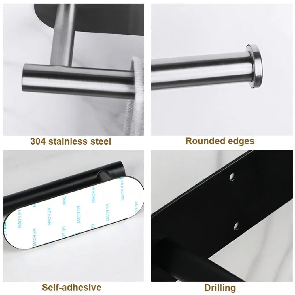 Towel Holder Punch-free Roll Paper Holder Kitchen Hook Storage Holder Stainless Steel Wall Mount