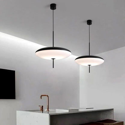 Black & White LED Pendant Lights | Minimalist Flying Saucer Design