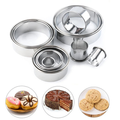 11pcs/Set Stainless Steel Round Cake Mold Baking Mousse Ring Kitchen Cutter