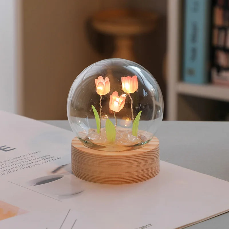 Handmade Mini Tulip Night Light - Cute Home Decoration