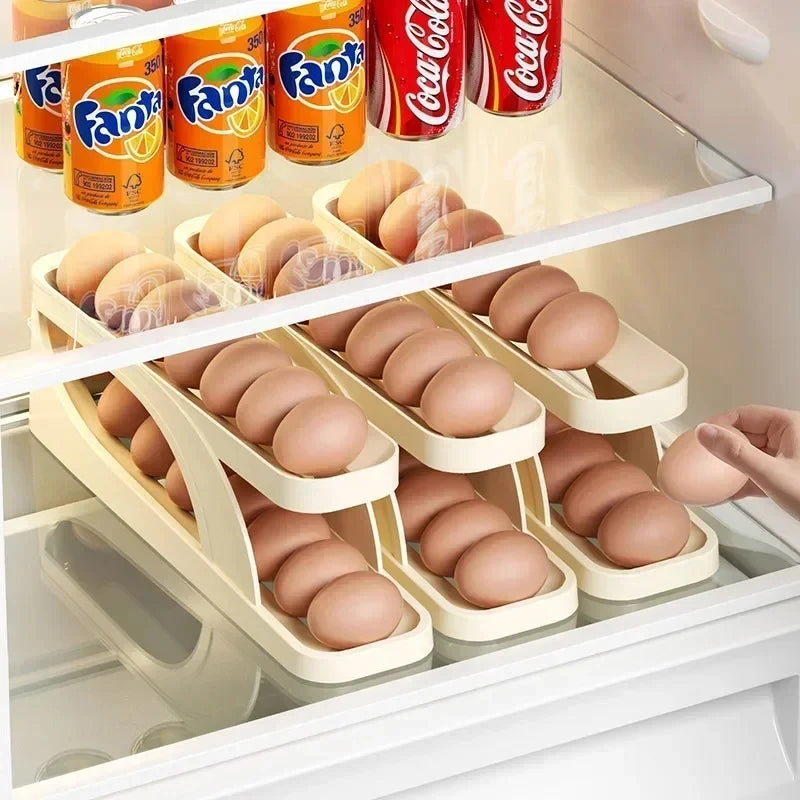 Automatic Scrolling Refrigerator Egg Storage Box - Large Capacity