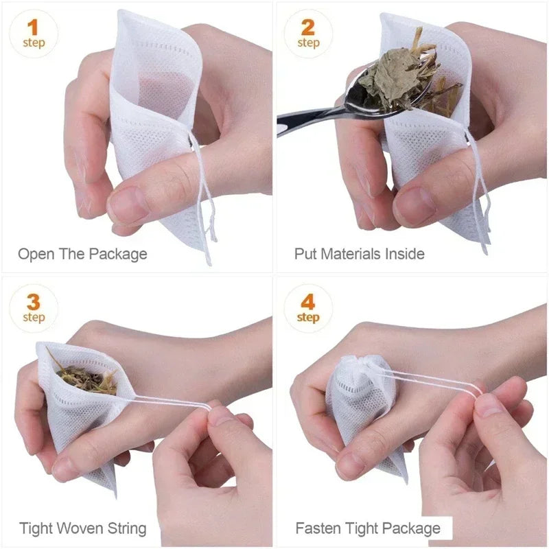 200/50PCS Disposable Tea Filter Bags with Drawstring Kitchen Filter Paper for Coffee Herb Loose Tea