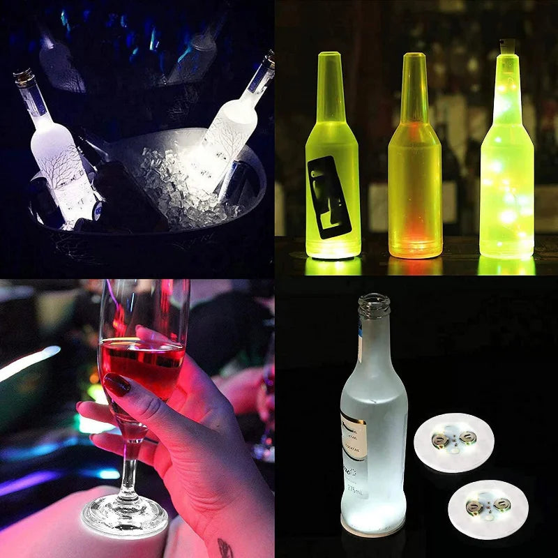 5/10/30PCS LED Coaster Lights Bar KTV Wedding Party Cocktail Drink Cup Vase Lighting Luminous Bottle Stickers Decoration