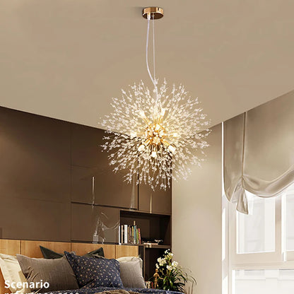 Modern Sky Star Fireball Crystal Pendant LED Lighting Dandelion Restaurant Living Room Pendant Bar Art Danish Luminaire