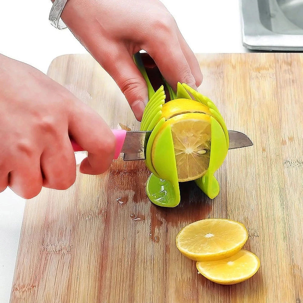 Stainless Steel Kitchen Handheld Orange Lemon Slicer Tomato Cutting Clip Fruit Slicer Onion Slicer KitchenItem Cutter Accessorie