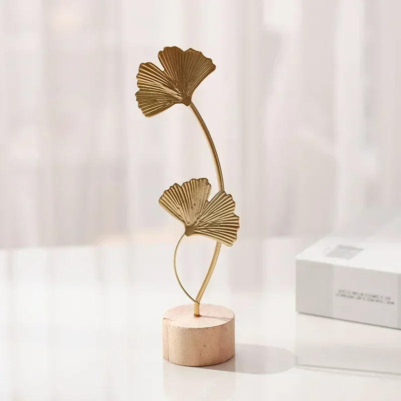 Nordic Style Iron Art Ginkgo Leaf Decoration for Home Living Room