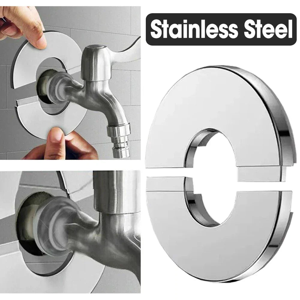 1PC Self-Adhesive Stainless Steel Faucet Decorative Cover Shower Chrome Finish Water Pipe Wall Covers Bathroom Accessories