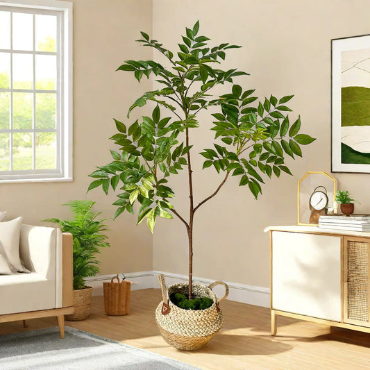 Artificial Plants Fake Lacquer Tree Branch Plastic Leaves Tall Green Landscape Faux plant For Home Garden Decor