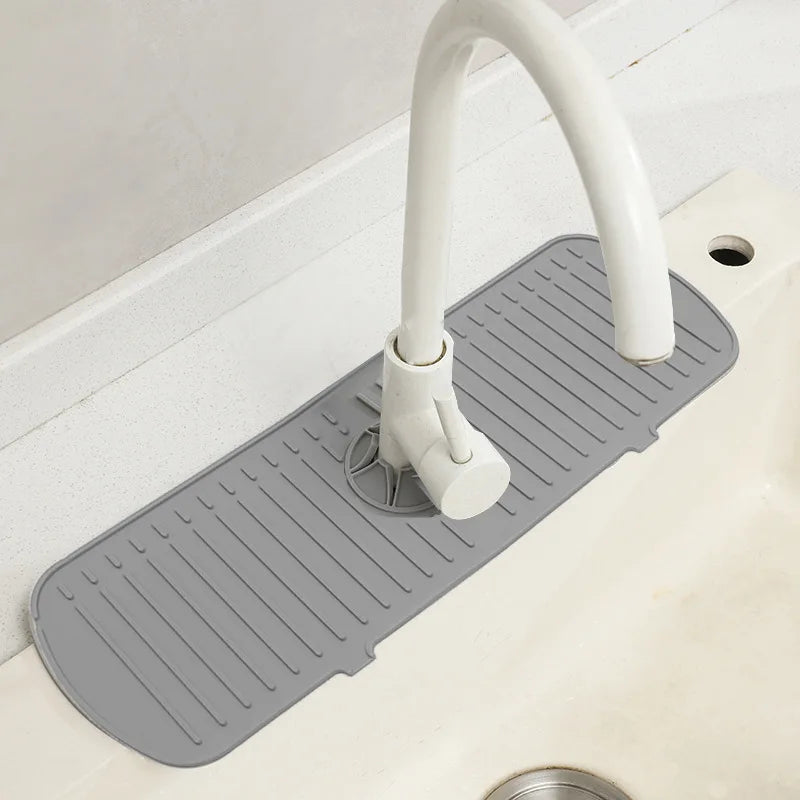 Silicone Kitchen Faucet Splash Pad | Sink Faucet Splash Guard Mat & Drain Rack Protector